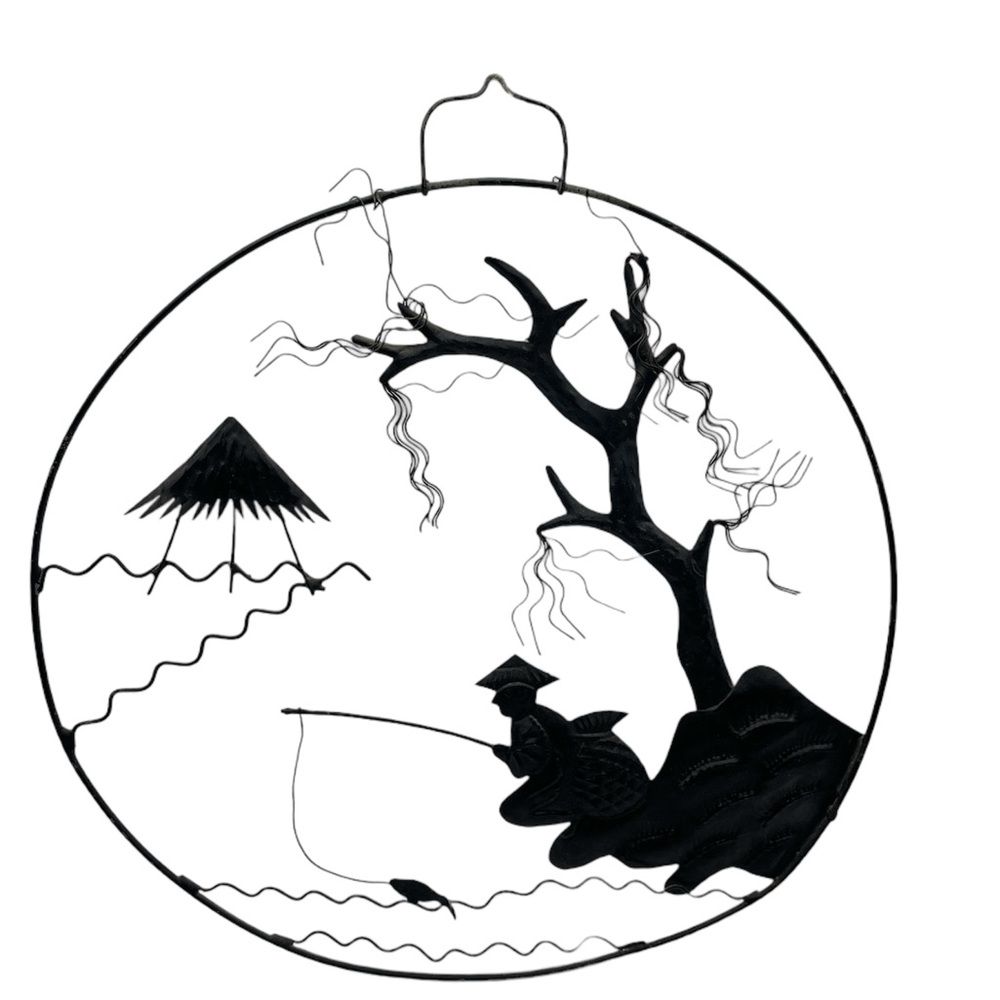 Metal Wall Hanging Fisherman Silhouette